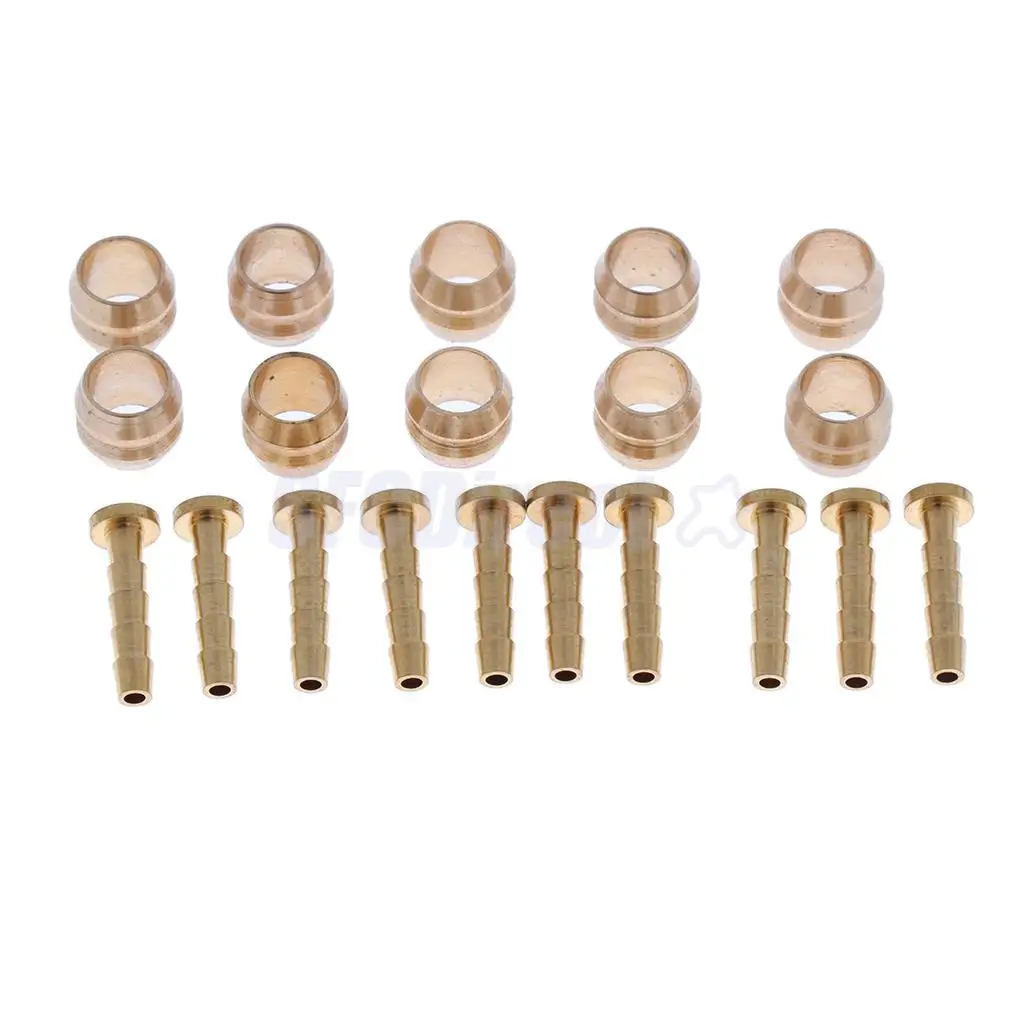 10 Pairs Bicycle Bike Copper Brake Hose Olive and Connecter Insert for BH59 Hydraulic Disc Brake Hose