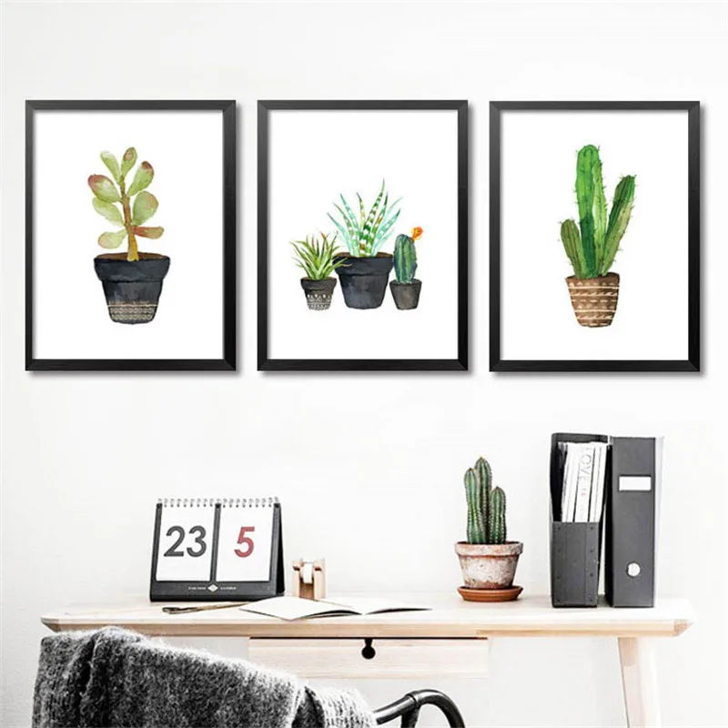 LZN Cactus Photo Nordic Poster Cacto Decorativo Wall Art Canvas Painting Cuadros Decoracion Posters And Prints Pictures | Дом и сад