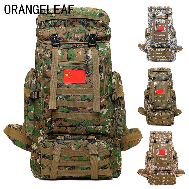 

70L Metal Bracket Bag 2018 Men Backpack Travel Bag Multi-function Waterproof Nylon Bags Camouflage Backpacks Free Shipping 60L