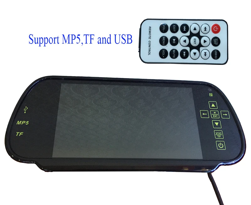  800x480 7" Color TFT LCD Car Rear view Mirror MP5 USB TF Monitor 7 inch 16:9 screen for car Camera VCR PAL/NTSC (car or truck) 