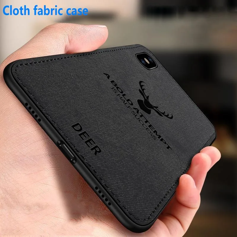 

Retro Fabric Case For Apple iPhone XR XS MAX X Cloth Distressed Hard Back Cover Soft Frame For iPhone 7 8 Plus 6 6S Phone Cases