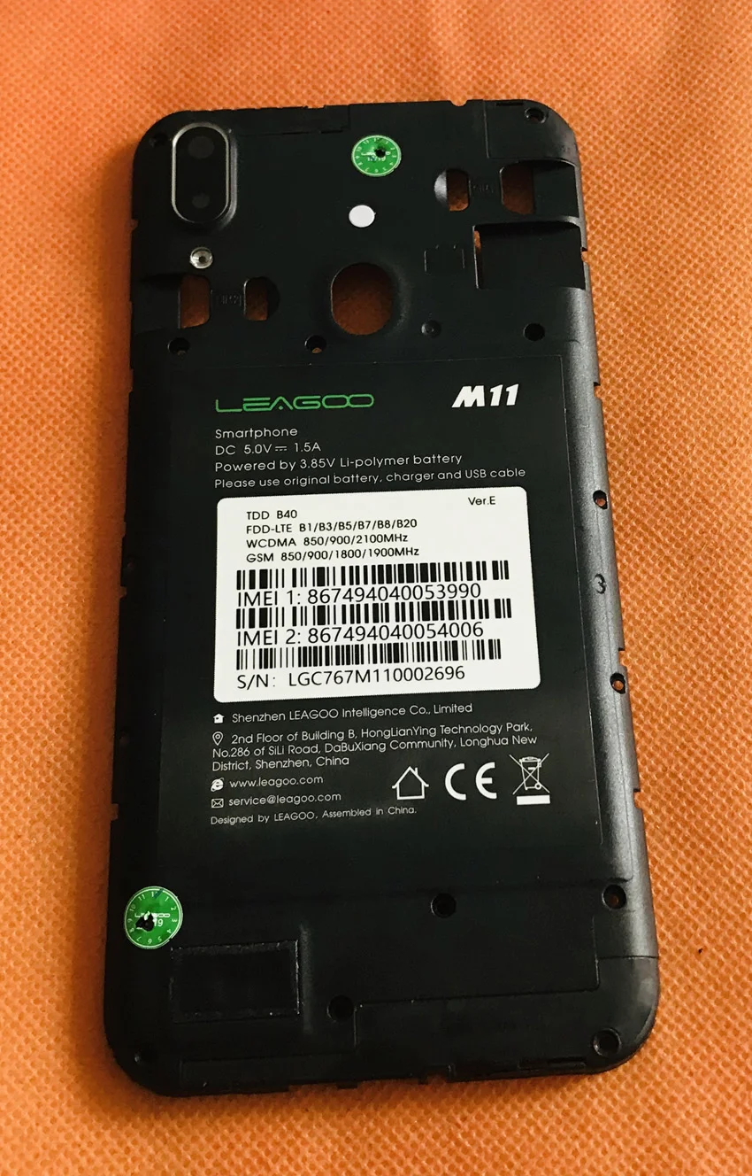

Used Original Back Frame + camera lens for LEAGOO M11 MT6739 Quad Core Free Shipping