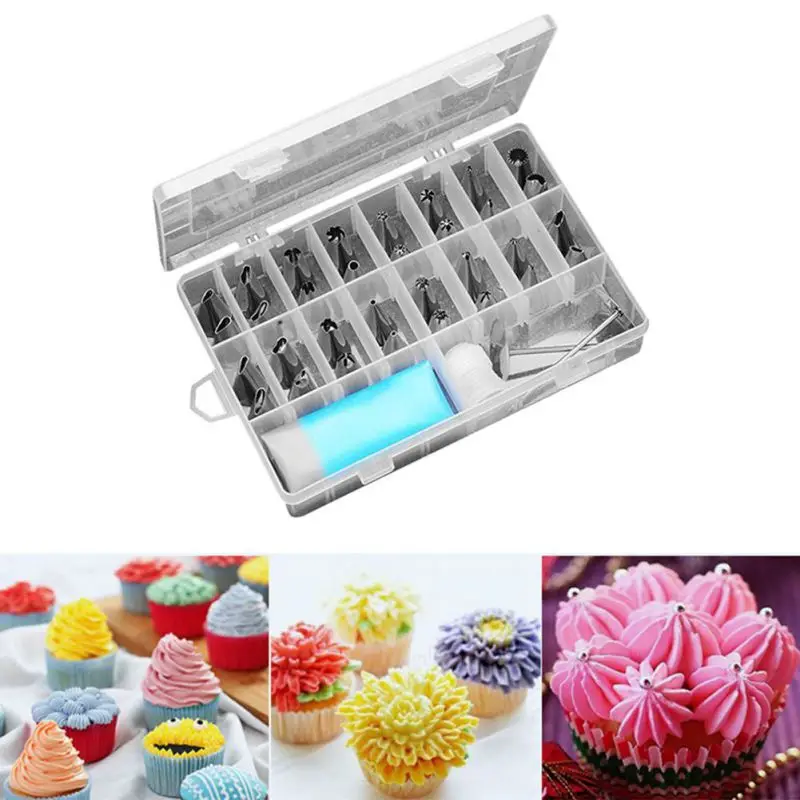 

38Pcs/1 Set +32 430 Stainless Steel Pastry Bag Nozzles Cream Kitchen Accessories Patisseries DIY Decorating Tips Cake Tools