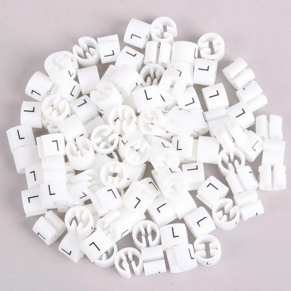 

100PCS White Hanger Sizer Garment Markers "L" Size Plastic Marker Tags New