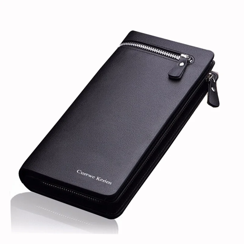 Business Men Wallet Leather Genuine Luxury Famous Brand Walet Zipper Credit Card Clutch Men Purse Male Wallet portefeuille homme