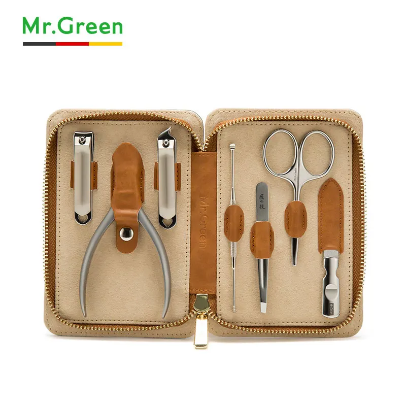 

MR.GREEN Nail Art Tool Sets 7PCS/ Set Stainless Steel Universal Home Manicure Set Nail Clippers Cleaner Grooming Kit Nail Care
