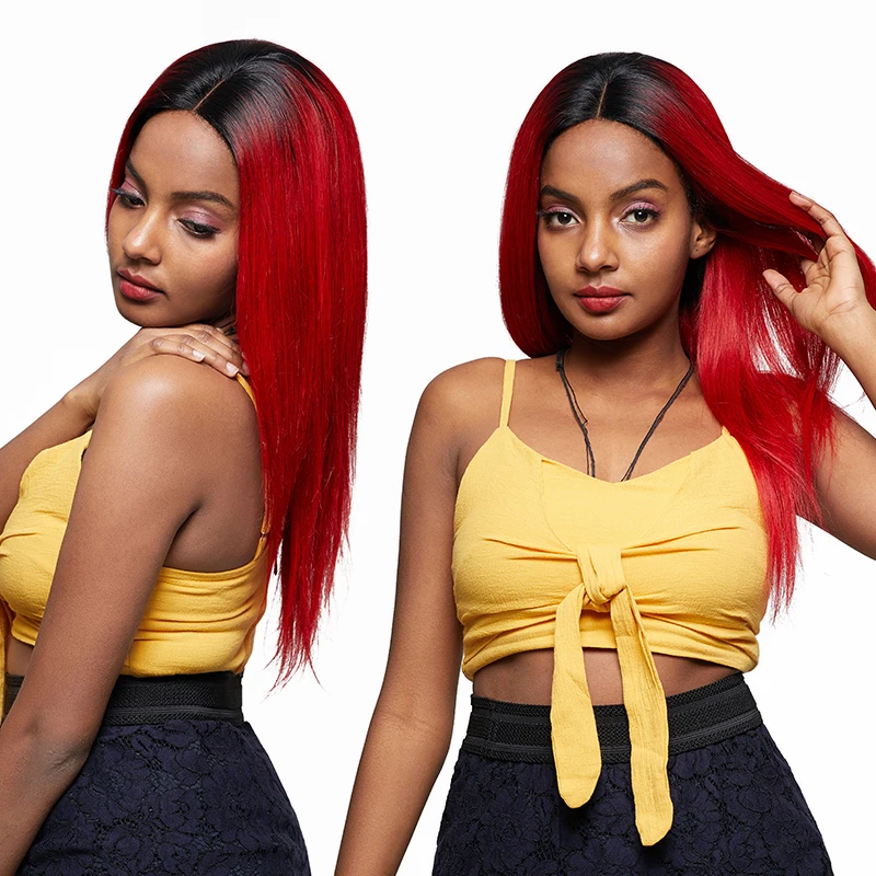 Remyblue Lucky Red 99J Bundles with Closure Burgundy Ombre Brazilian Straight Hair Bundles with Closure Remy Human Hair Bundles (114)