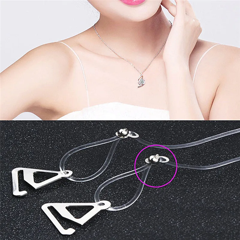 1 Pair Adjustable Clear Transparent Invisible Hook Straps Shoulder Straps Bra