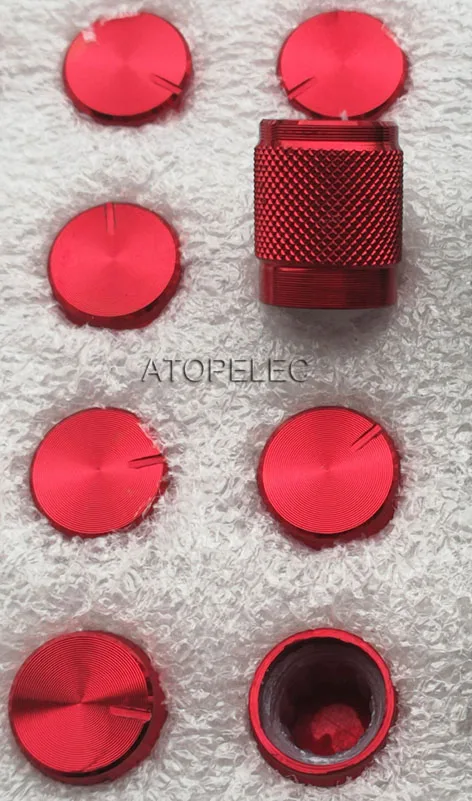 10 шт. 10 мм* 12 мм алюминиевый ЦАП усилитель CD потенциометр громкости Ручка 6 мм рифленая Высокое качество черный/красный/серебристый цвет - Цвет: Красный