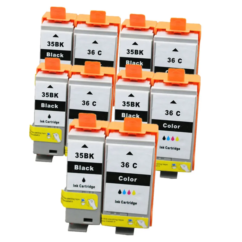 

10PK PGI 35 CLI 36 Ink Cartridges Compatible for Canon Printers PIXMA IP100B IP100 with battery Mini 260 320 Cartridge With Chip