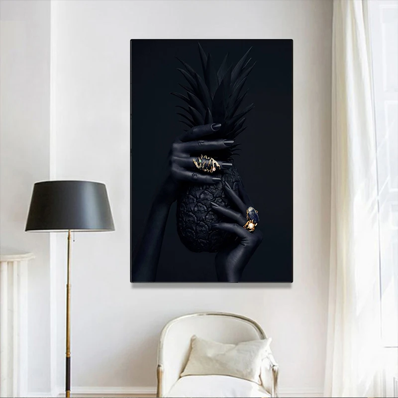 

MUTU Modern Canvas Painting Hand And Pineapple Posters and Prints Wall Art Pictures For Living Room Nordic Home Decor No Frame