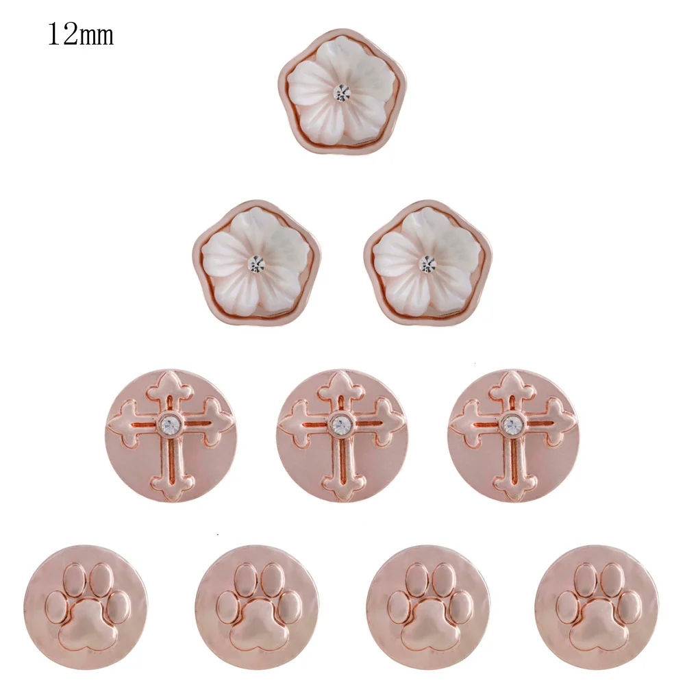 

Partnerbeads Gold cross rose Metal Snap buckle fit 12mm snaps Jewelry fit women men KS5211-S