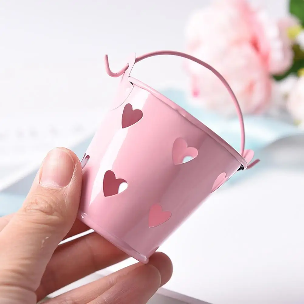 

Mini Metal Bucket Hollow Heart Wedding Favor Gift Candy Box Desk Organizer Hot