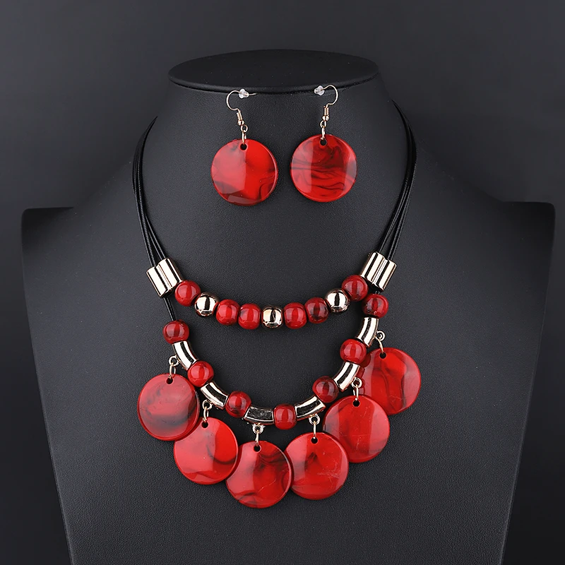 Fashion Large Choker Necklaces Earrings Set For Women Exagrated Wedding Jewelry Set Rope Chain Stateme Necklaces Amazing Price