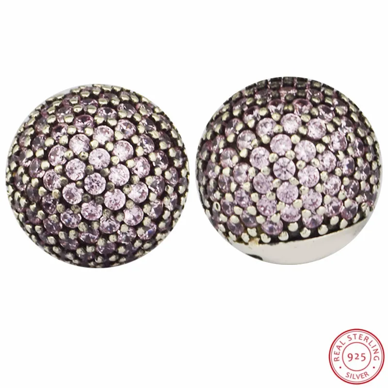 Сказочные незамкнутные браслеты из стерлингового серебра 925 пробы для женщин, изысканные ювелирные изделия с двумя стопперами и розовыми CZ проложить концевые колпачки FLB046B