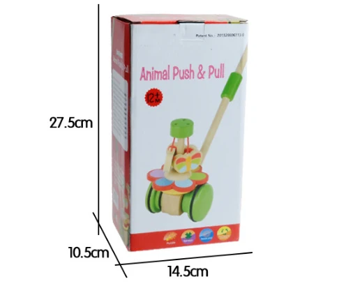 kids Wooden Toys Butterfly Cartoon Animals Funny Wooden Car Toys Baby Rotate Puzzle Trolley Cart Toys Wood Pushing Toy (13)