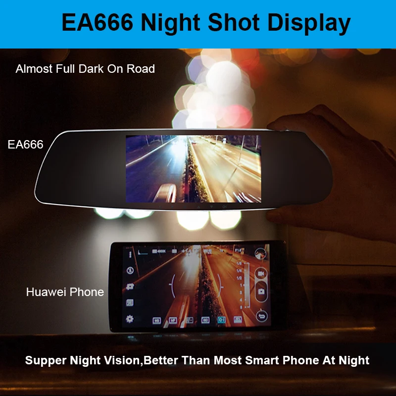 E-ACE Car Dvr 5 Inch Touch Screen Rearview Mirror Super Night Vision 1080P Dash Camera Dual Lens Video Recorder Parking Monitor