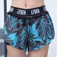 Женские спортивные шорты, двойные шорты для йоги, на шнурке, поддельные, из двух частей, для бега, для тренировок, быстросохнущие, повседневные, анти-легкие