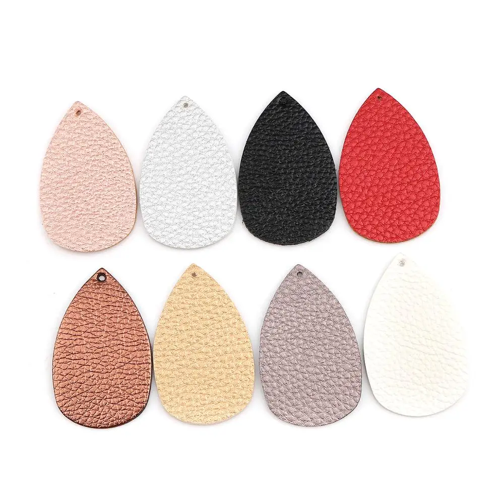 

DoreenBeads Fashion PU Leather Pendants Water Drop Style Golden Colorful Jewelry DIY Finding 58mm(2 2/8") x 36mm(1 3/8"), 10 PCs