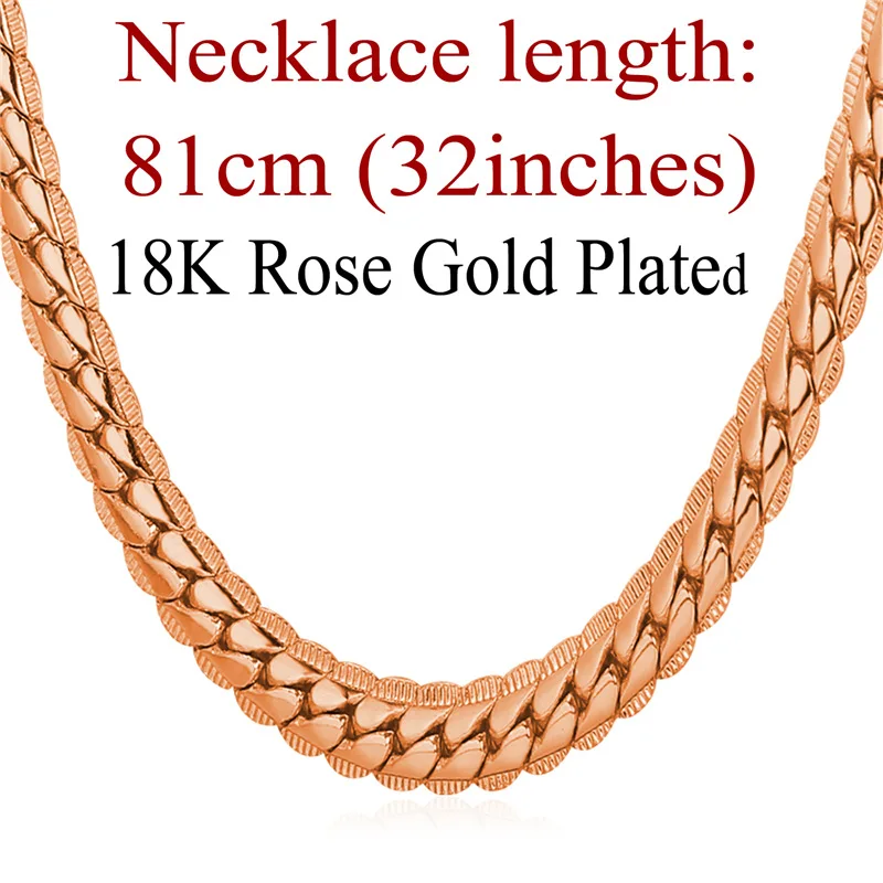 6 мм цепочка на шею для мужчин Дубай змея звено цепочка на шею для мужчин ювелирные изделия оптом мужской подарок колье N019 - Окраска металла: rose gold 32inch