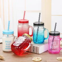 Стакан для питья цветной череп Mason jar Крышка отверстия для детских вечеринок мультфильм день рождения Детские душевые питьевые аксессуары S108C