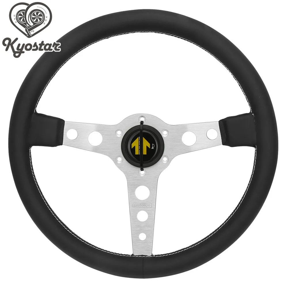

350mm Leather Steering Wheel Universal 14 inch Flat Steering-Wheel