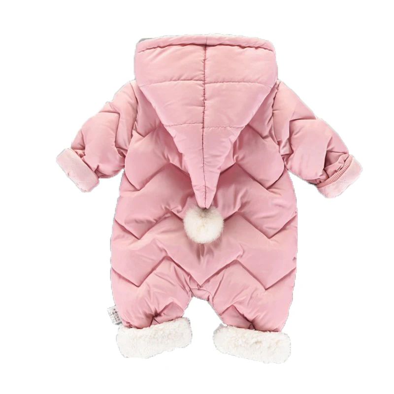 CROAL CHERIE 60-100cm Baby Winter Girls Boys Clothes Warm Fleece Velvet Newborn Baby Romper Infant Costume Pink Sky Blue  (1)
