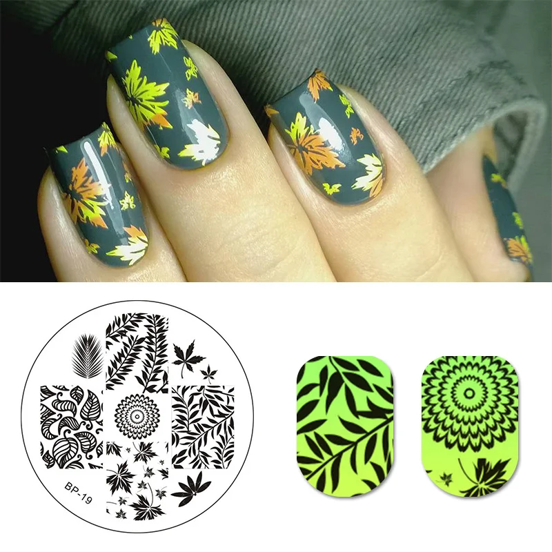 

BORN PRETTY Leaves Theme Pattern Nail Art Stamp Template Image Printing Plate Manicure Nail Art Stamping Stencil BP-19