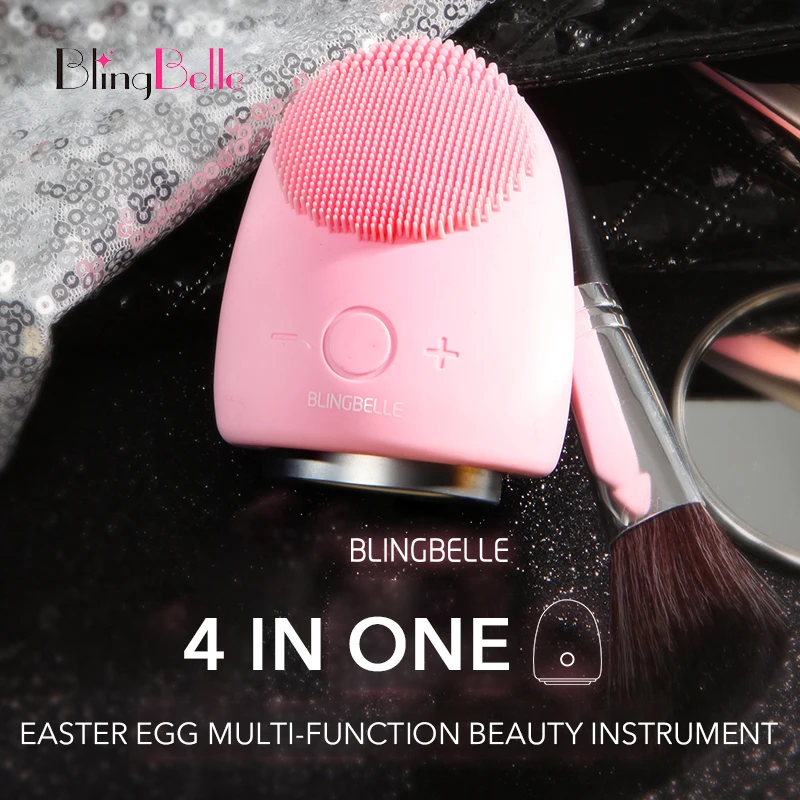 

Blingbelle Easter Egg skin Scrubber Soft Silicone Facial Cleansing Brush High Frequency Four In One Silicone Facial Brush