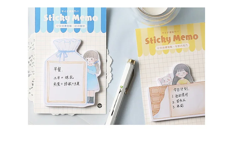 Милая девушка блокнот для заметок Kawaii канцелярские принадлежности студенческие Липкие заметки бумажный блокнот Papelaria школьные офисные принадлежности