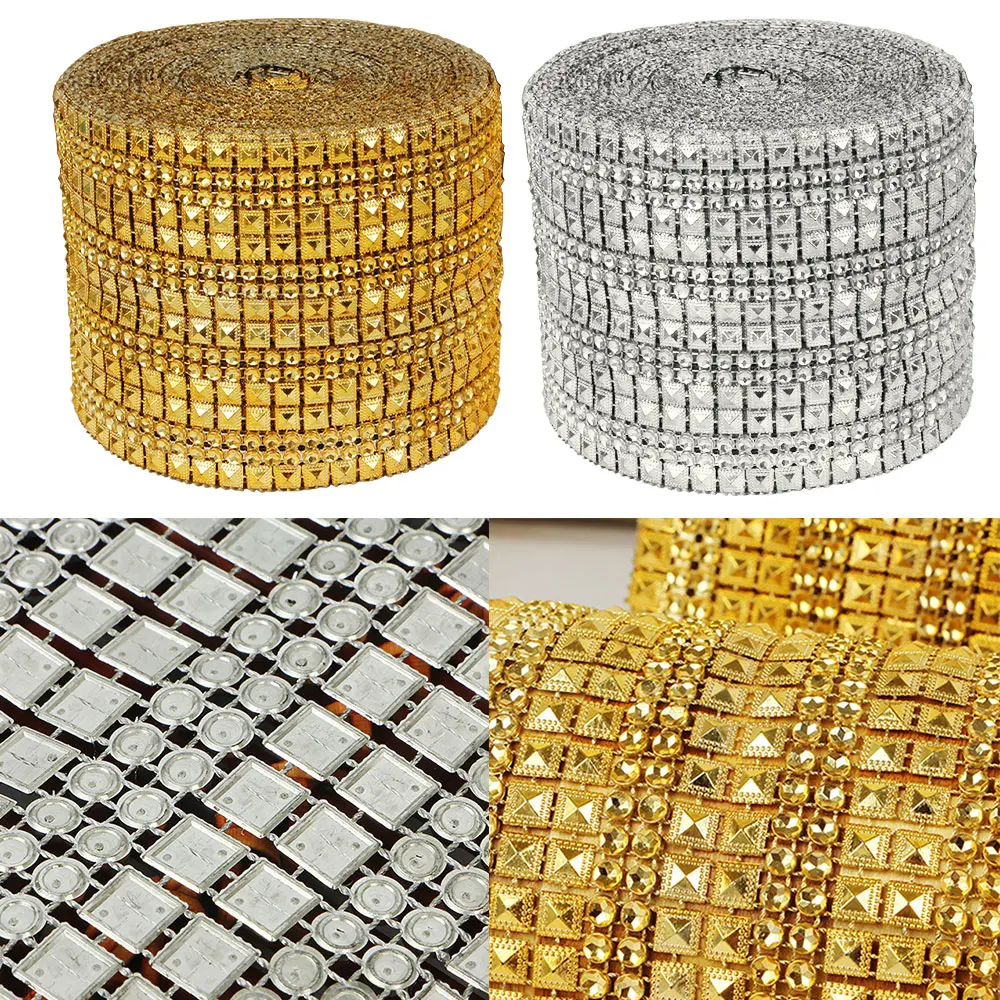 

Diamond Mesh Wrap Ribbon Roll Double-row pyramid Cake Rhinestone Wedding Favor Decor Party Supplies DIY Decorations