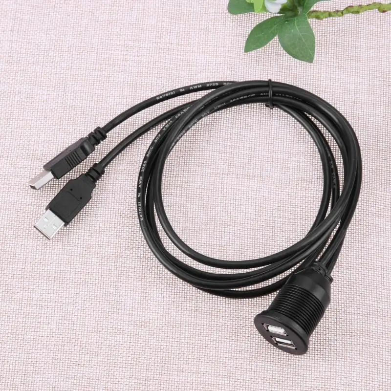 1 м 2 USB разъем свинцовая панель данных шнур двойной USB Удлинительный кабель с патроном автомобиля Ван приборной панели заподлицо для Автомобили; мотоциклы