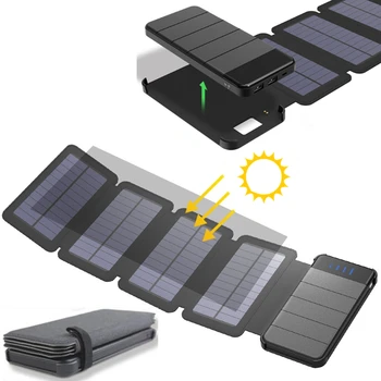 

KERNUAP 20000mAH Solar panel 8W sunpower battery with power bank universal Portable Phone Charger can remove External charger