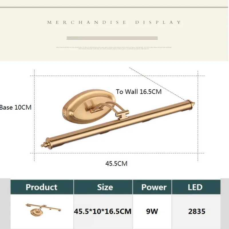 Европейский светодиодный зеркальный светильник золотой косметический настенный светильник для ванной комнаты из нержавеющей стали туалетный столик для макияжа бра светильник для шкафа светильник ing