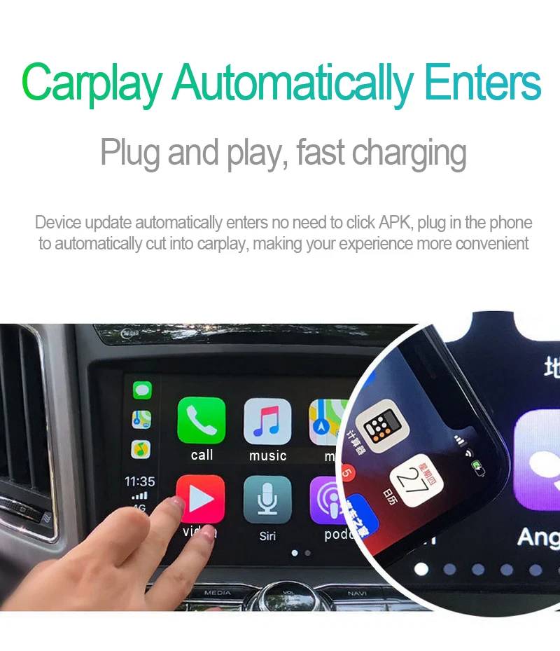 USB Hands-Free Touch Adapter Smart Car Link Siri Voice Control Android Module Message Function for Carplay Android Auto