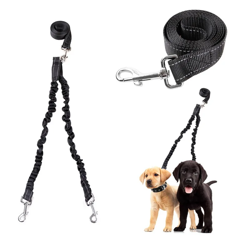 Urijk Double Dogs Leash Running Elasticity Hand Freely Pet Products