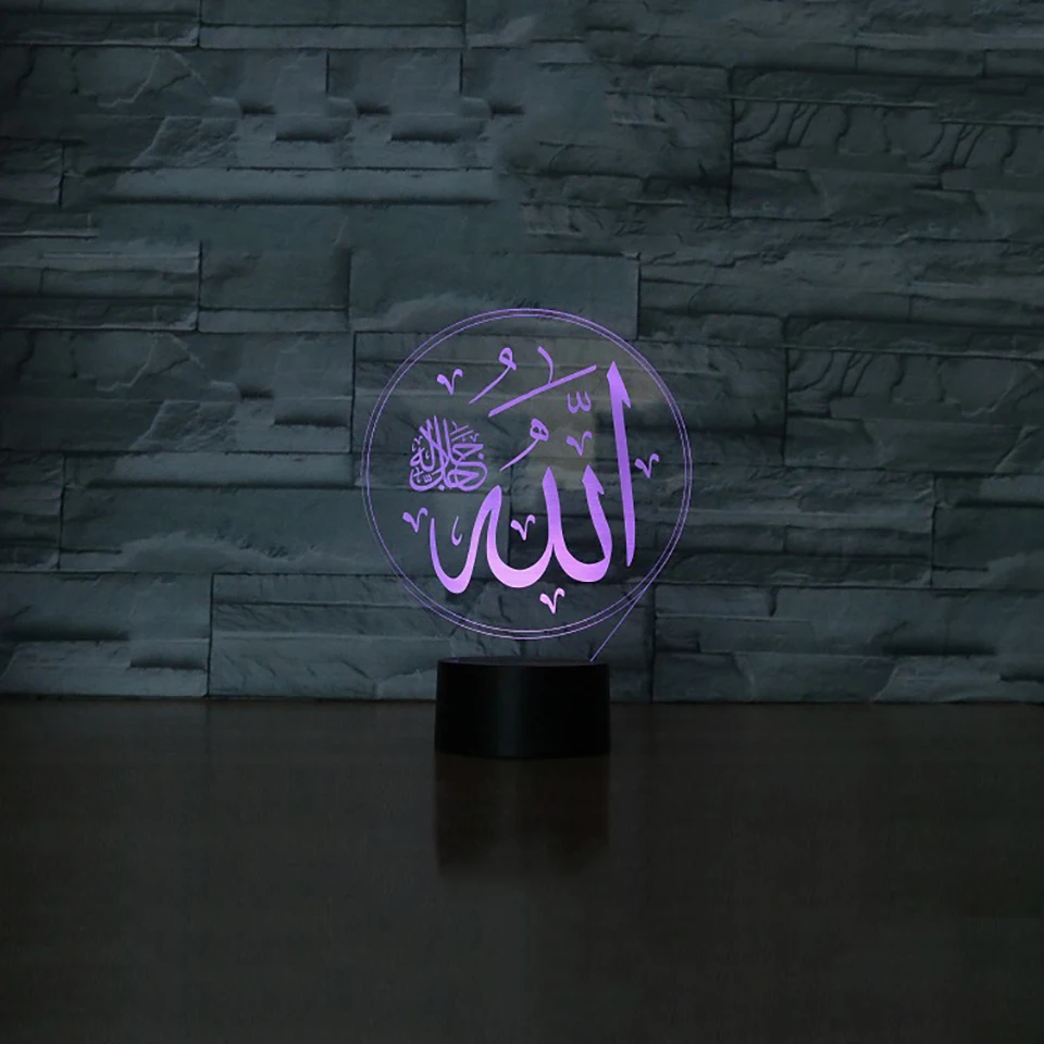 7 colores cambio Lampara Muhammad islámico Nightlight 3D acrílico llevó Mesa lámpara de escritorio Usb niños Bedside iluminación de sueño decoración regalos