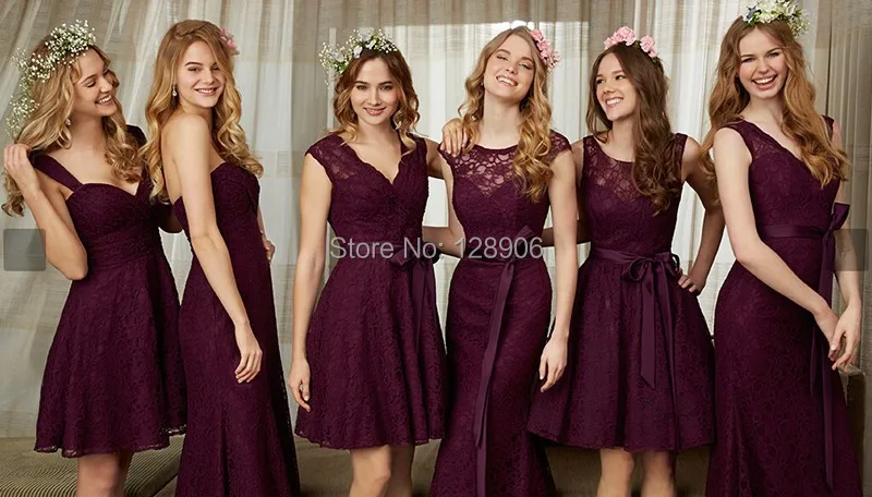 Latest Burgundy Bridesmaid Dresses 2017 Y V Neck Lace Party Dress Latest Burgundy Bridesmaid Dresses 2017 Y V Neck Lace Party Dress With Belt Mini Wedding Short In From