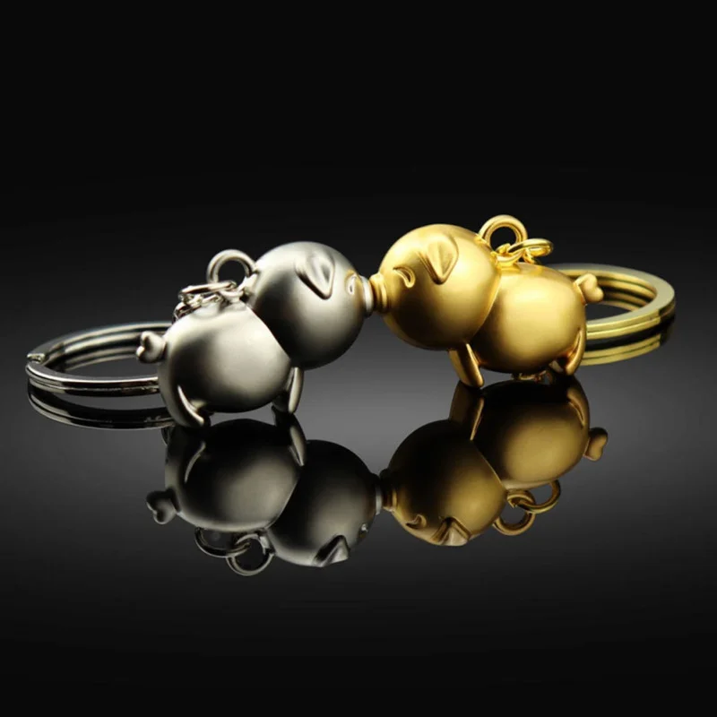 

3D Kiss Pig Keychain For Lovers Gift Trinket Lovely Key Holder Girls Present Car Keyring