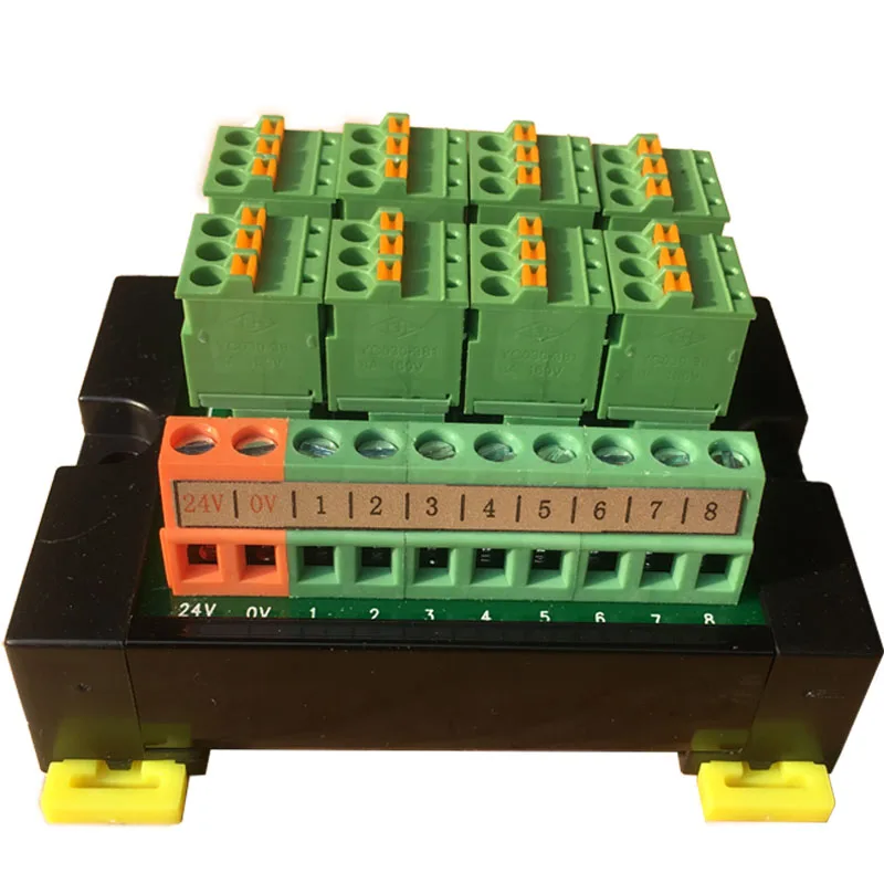 PLC terminal block module sensor 3 wire 8 bit input and output DIN rail ...