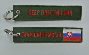 

Team Driftgarage Keep Drifting Fun Fabric Embroidery Keychain Key Ring