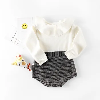 

Baby girl romper / winter knit romper with long sleeves