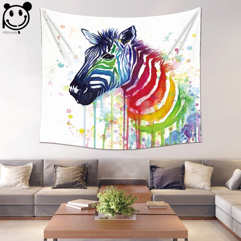 

PEIYUAN Wall Hanging Tapestry Polyester Fabric Digital Print Watercolor Zebra Beach Towel Yoga Mat Blanket Table Cloth