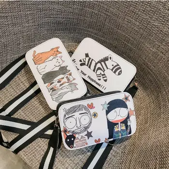 

2019 Fashion Cute Women Printing PU Leather Zipper Small Bag Handbag Lady Printing Cross-body Tote Satchel Shoulder Bag
