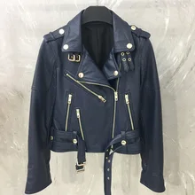 Весеннее Брендовое новое пальто из натуральной овчины, женские Мотоциклетные Куртки из натуральной кожи, S-XXL, черный, красный, винный, синий W1808