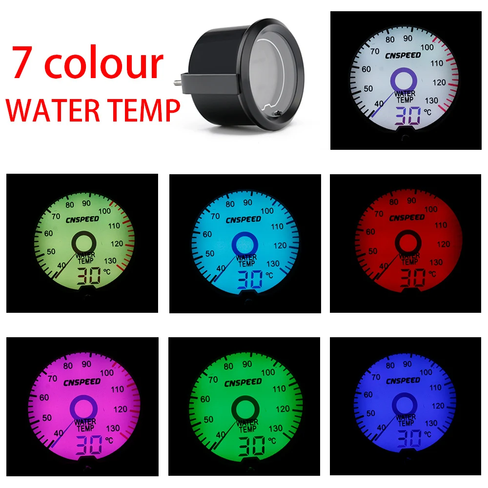 

2 inch / 52mm LCD liquid crystal 7 color virtual pointer display water temperature meter Celsius with sensor adapter