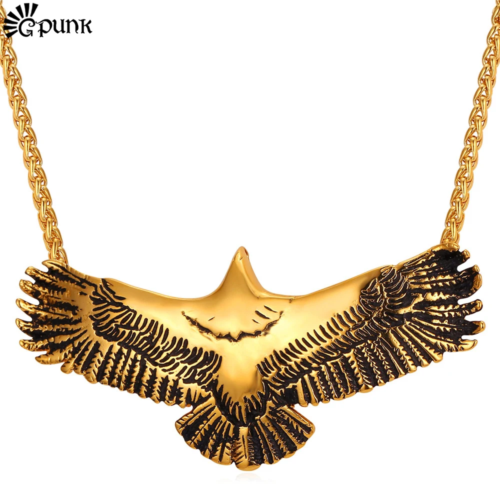 Flying Eagle Men Necklace & Pendant Animal Gold Pendant With Cuban