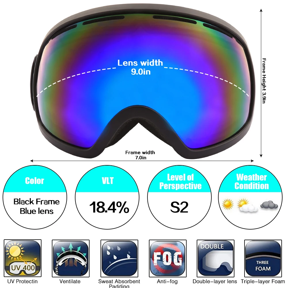Jiepolly Winter Snow font b Snowboarding b font Skating Eyewear Anti fog UV400 font b Sunglasses