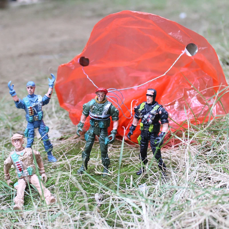 New Hand Throwing kids mini play soldiers parachute toy flying security