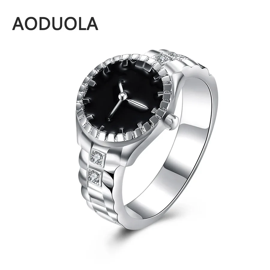 

Silver plated Watch Rings With Cubic Zircon for Women Ring Female Love Engagement Wedding ring Ladies Girls Jewelry Gift